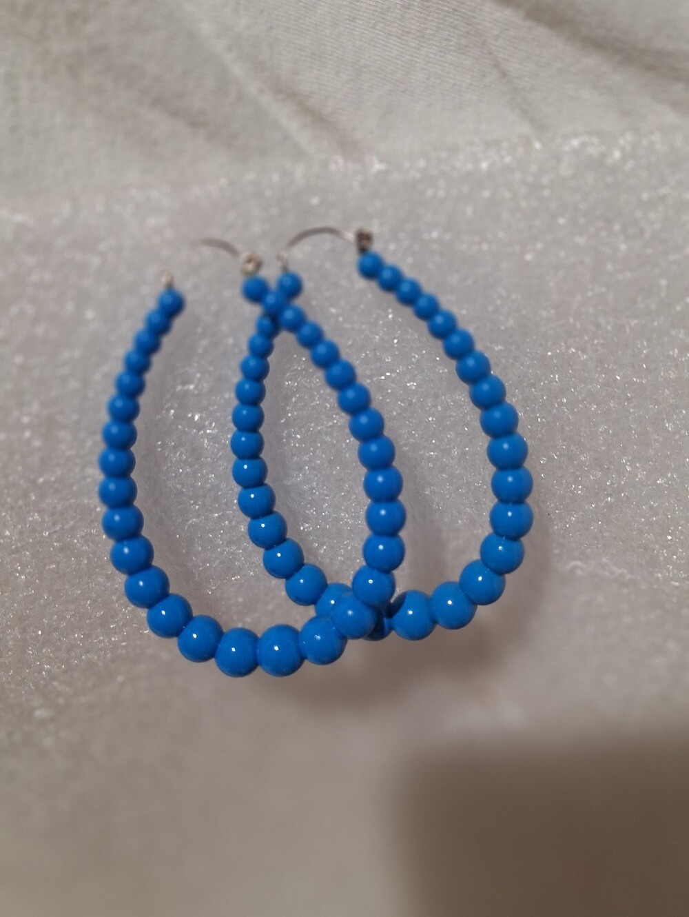 Blue Beaded Hoop Earrings - Women Jewelry